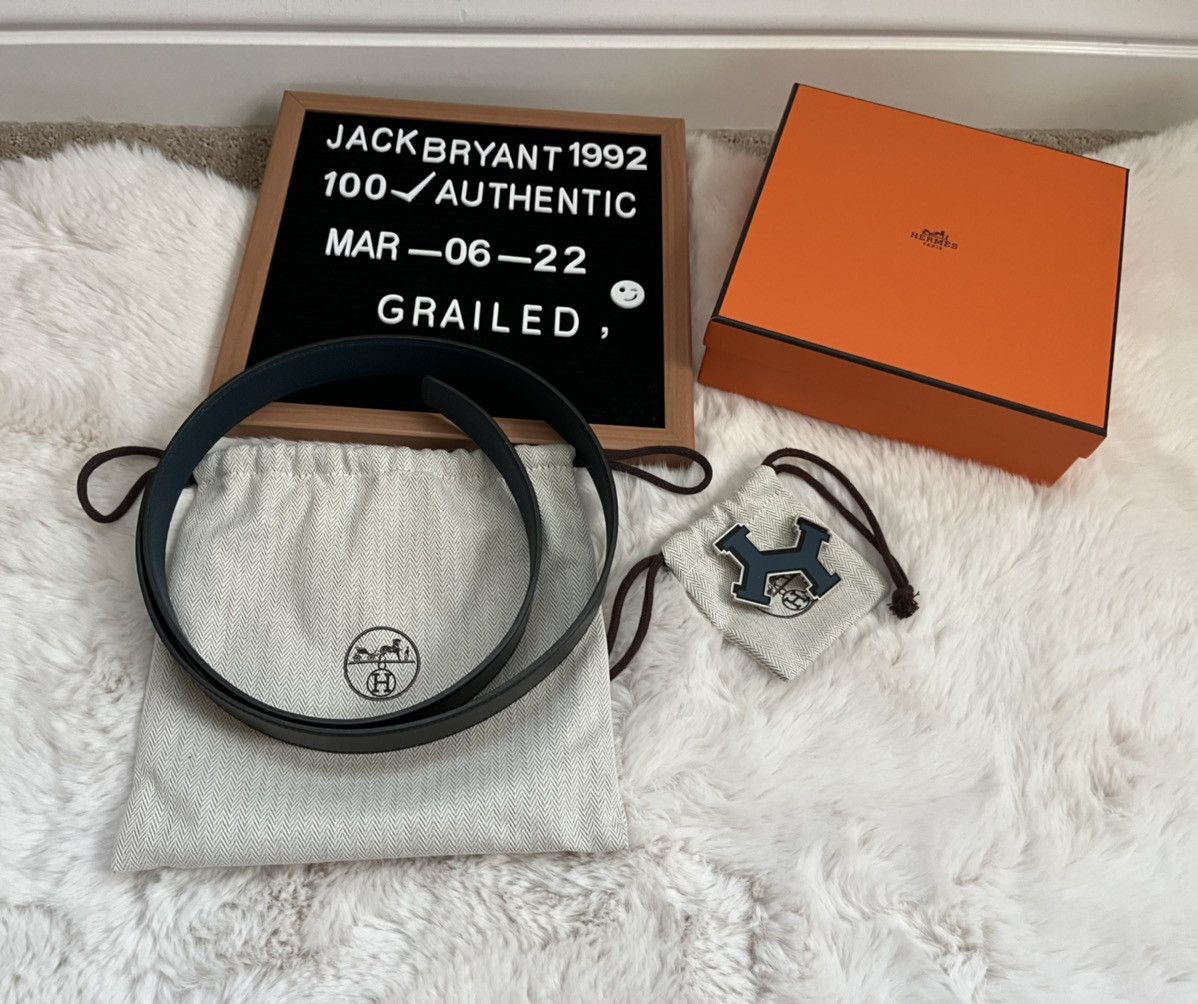 Hermès belt reversible black and deep blue