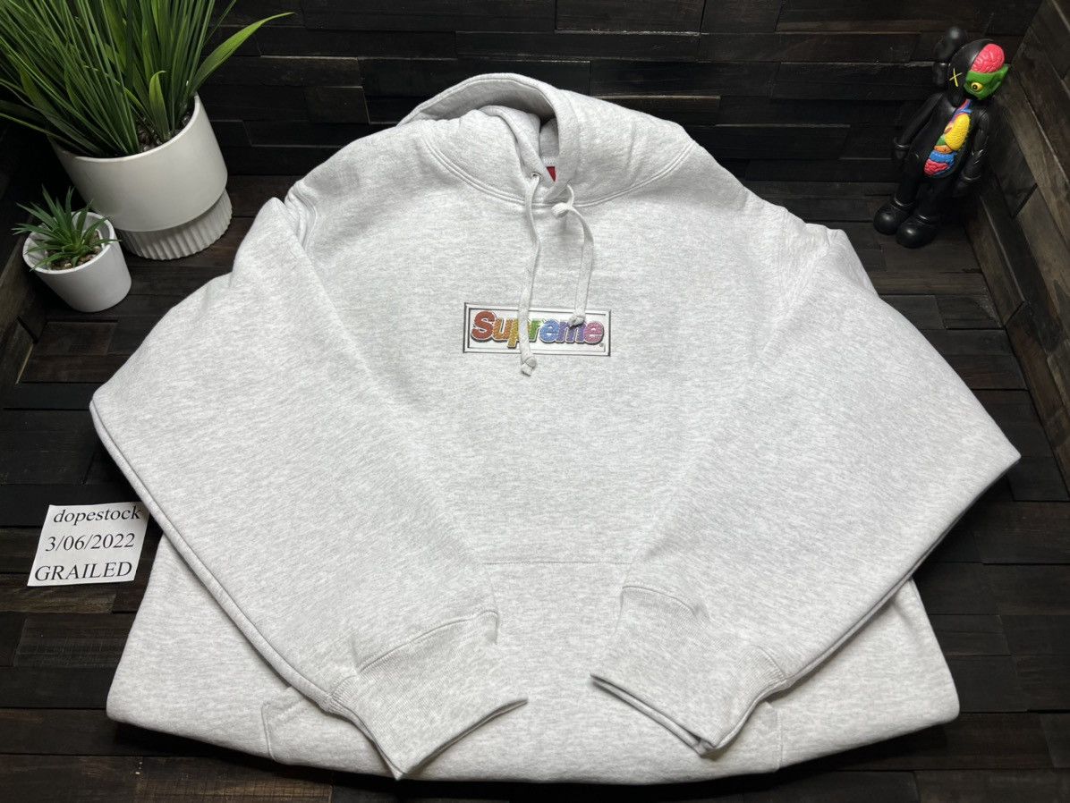 Supreme Supreme Bling Box Logo Hooded Sweatshirt Ash Grey XL | Grailed