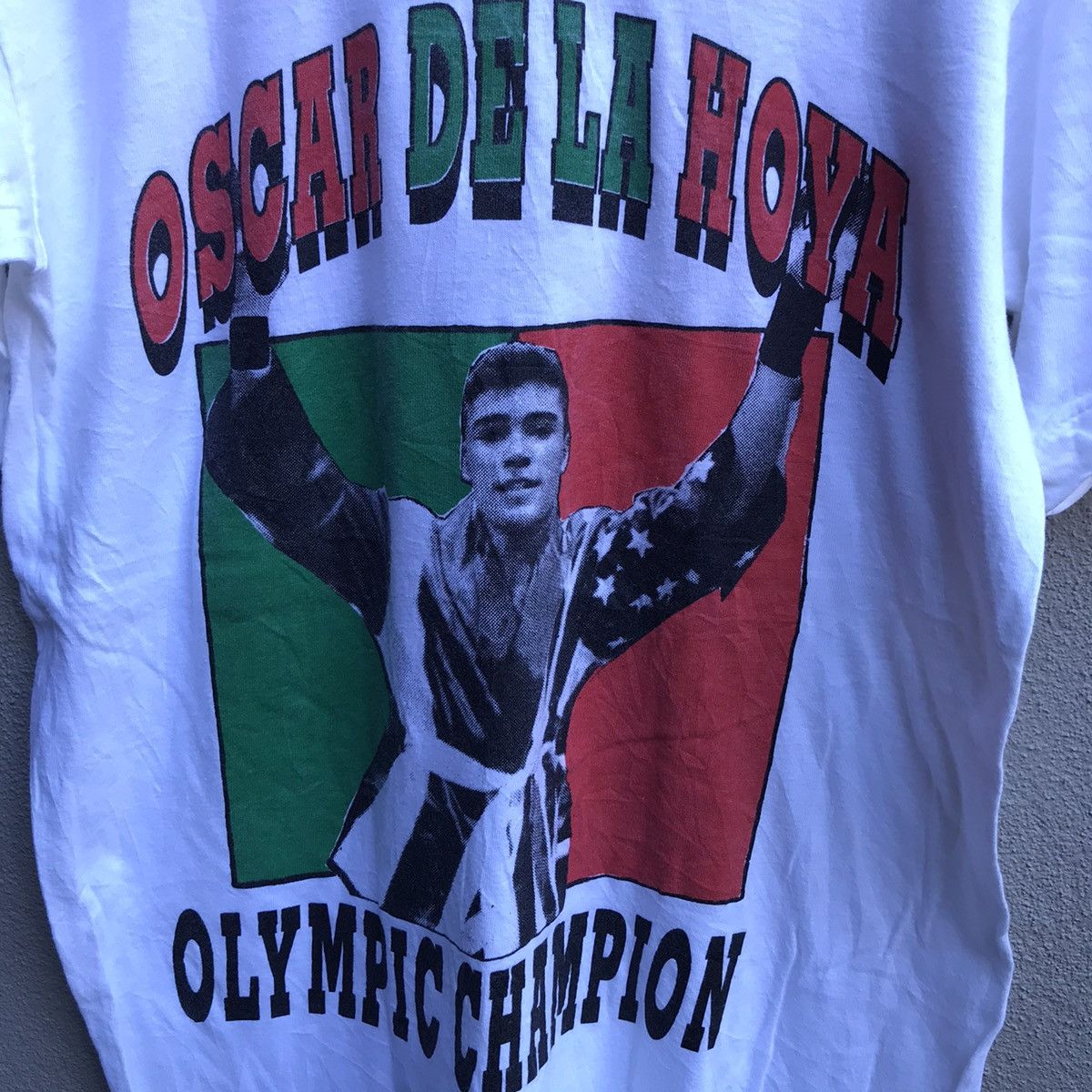 Vintage Vintage 90s OSCAR DE LA HOYA legend boxing tee olympic Size US L / EU 52-54 / 3 - 4 Thumbnail
