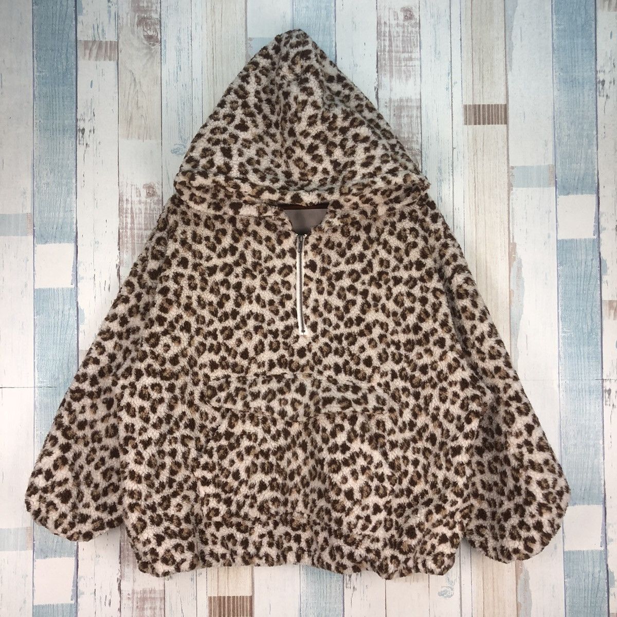 Japanese Brand × Vintage Vintage Leopard Deep Pile Fleece Hoodie Size US S / EU 44-46 / 1 - 1 Thumbnail