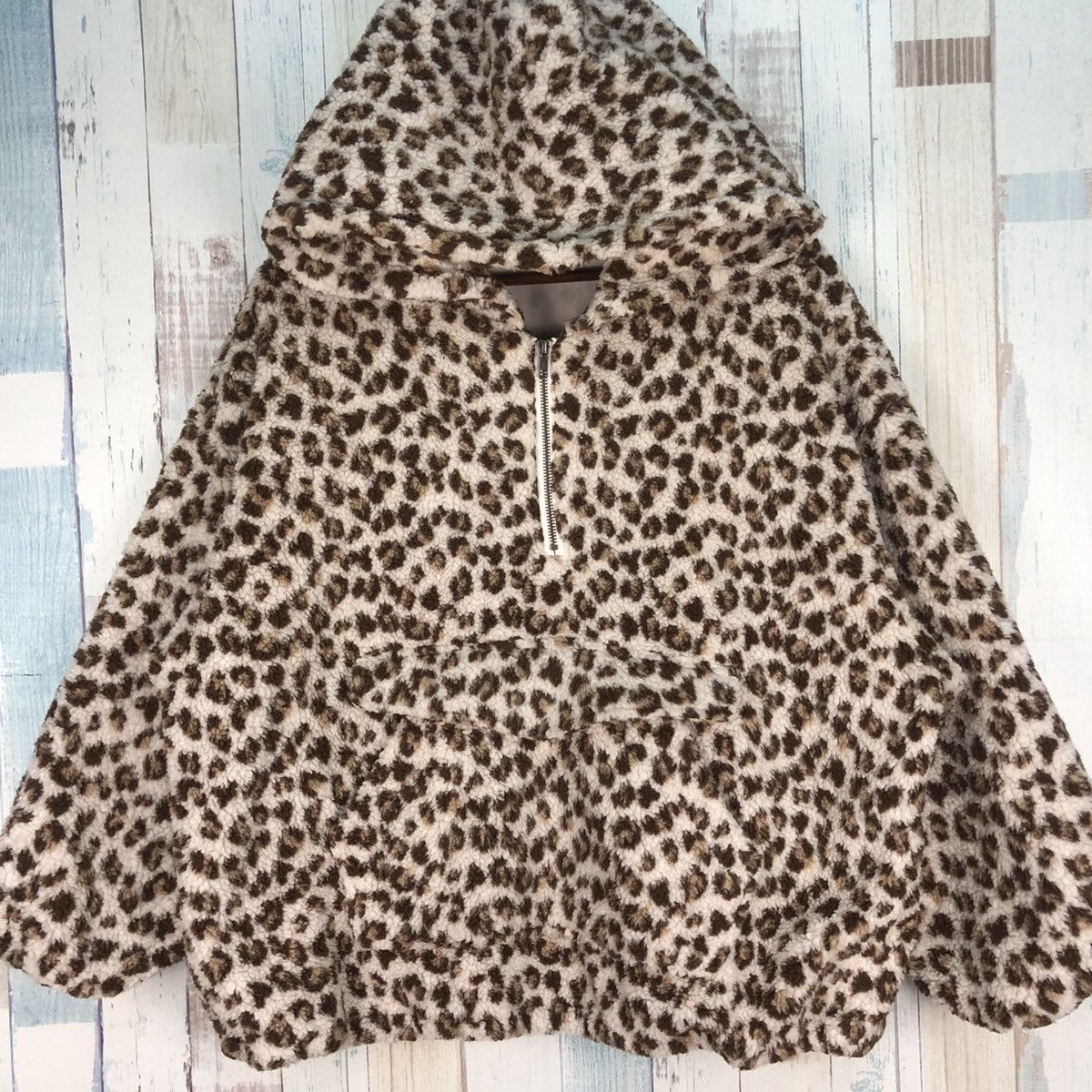 Japanese Brand × Vintage Vintage Leopard Deep Pile Fleece Hoodie Size US S / EU 44-46 / 1 - 4 Thumbnail