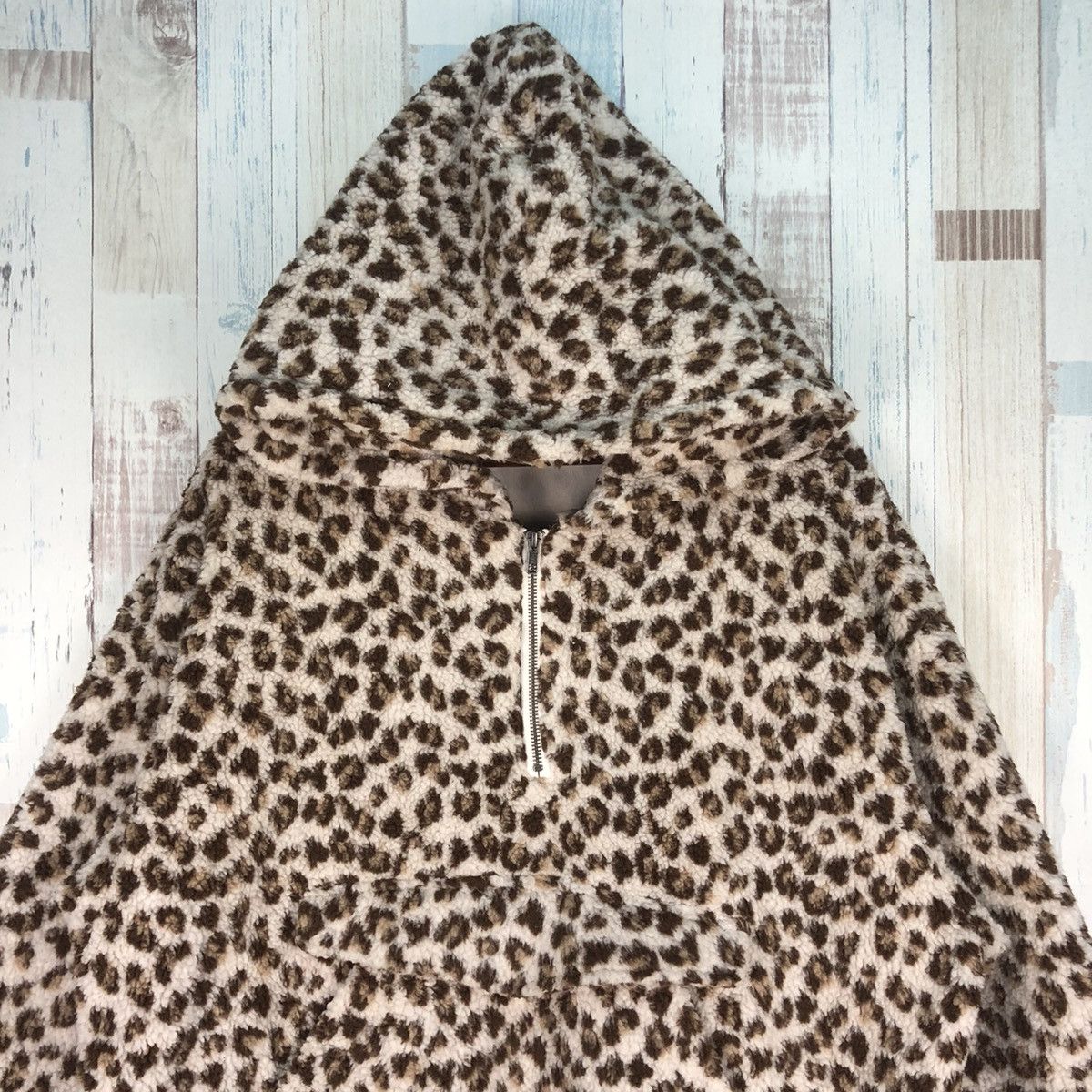Japanese Brand × Vintage Vintage Leopard Deep Pile Fleece Hoodie Size US S / EU 44-46 / 1 - 3 Thumbnail