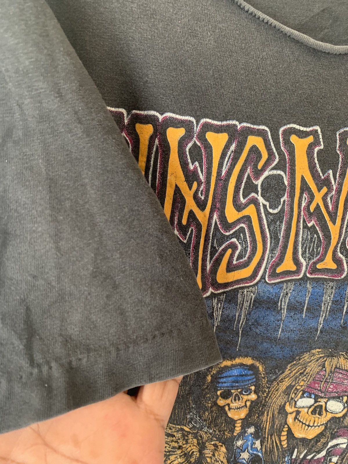 Guns N' Roses × Vintage Vintage 90’s Cropped Shirt Distress Bootleg Guns And Roses Size US L / EU 52-54 / 3 - 4 Thumbnail