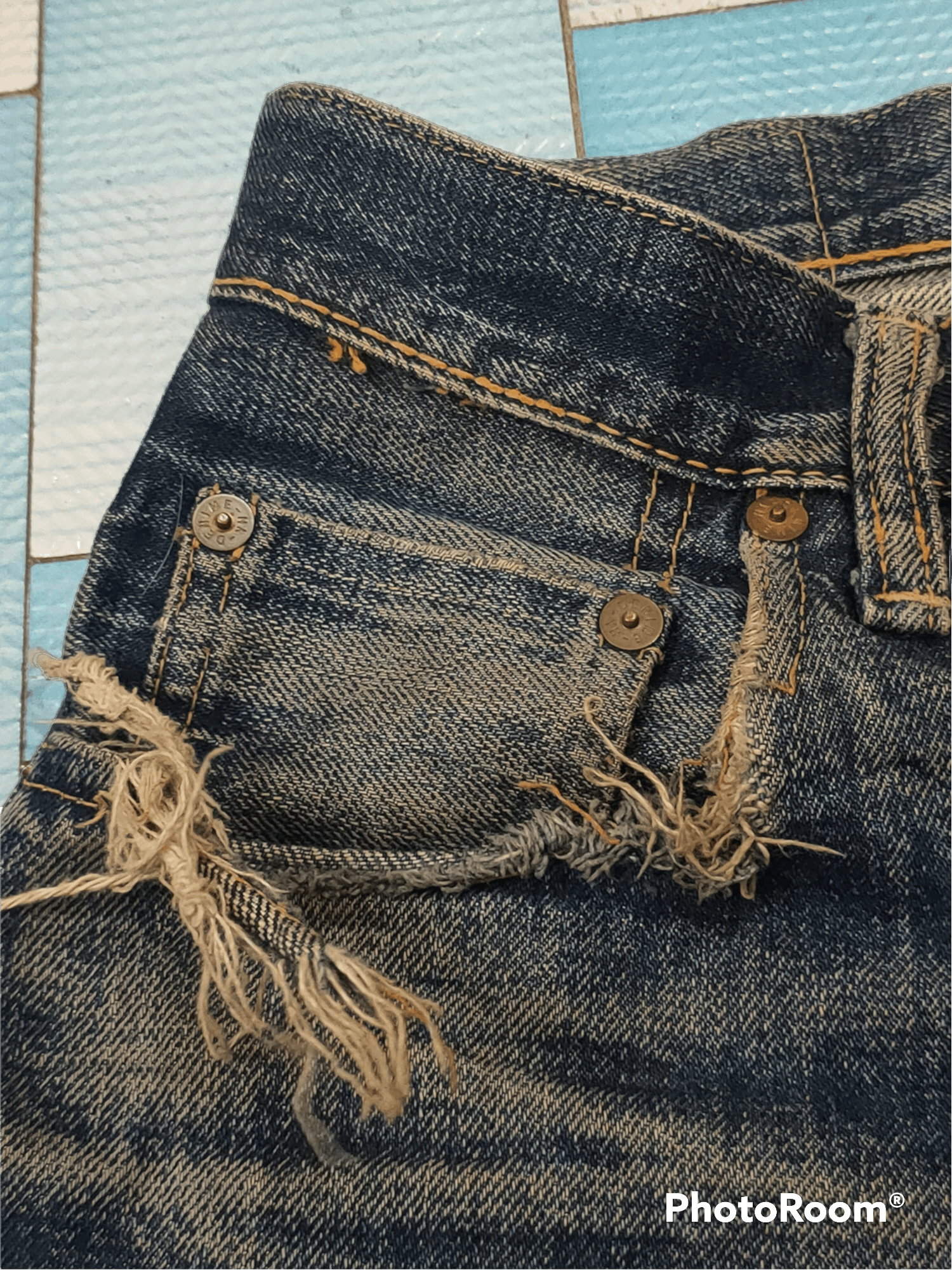 Denime Denime salverage vintage distressed denim button fly 🇯🇵 Size US 29 - 4 Thumbnail