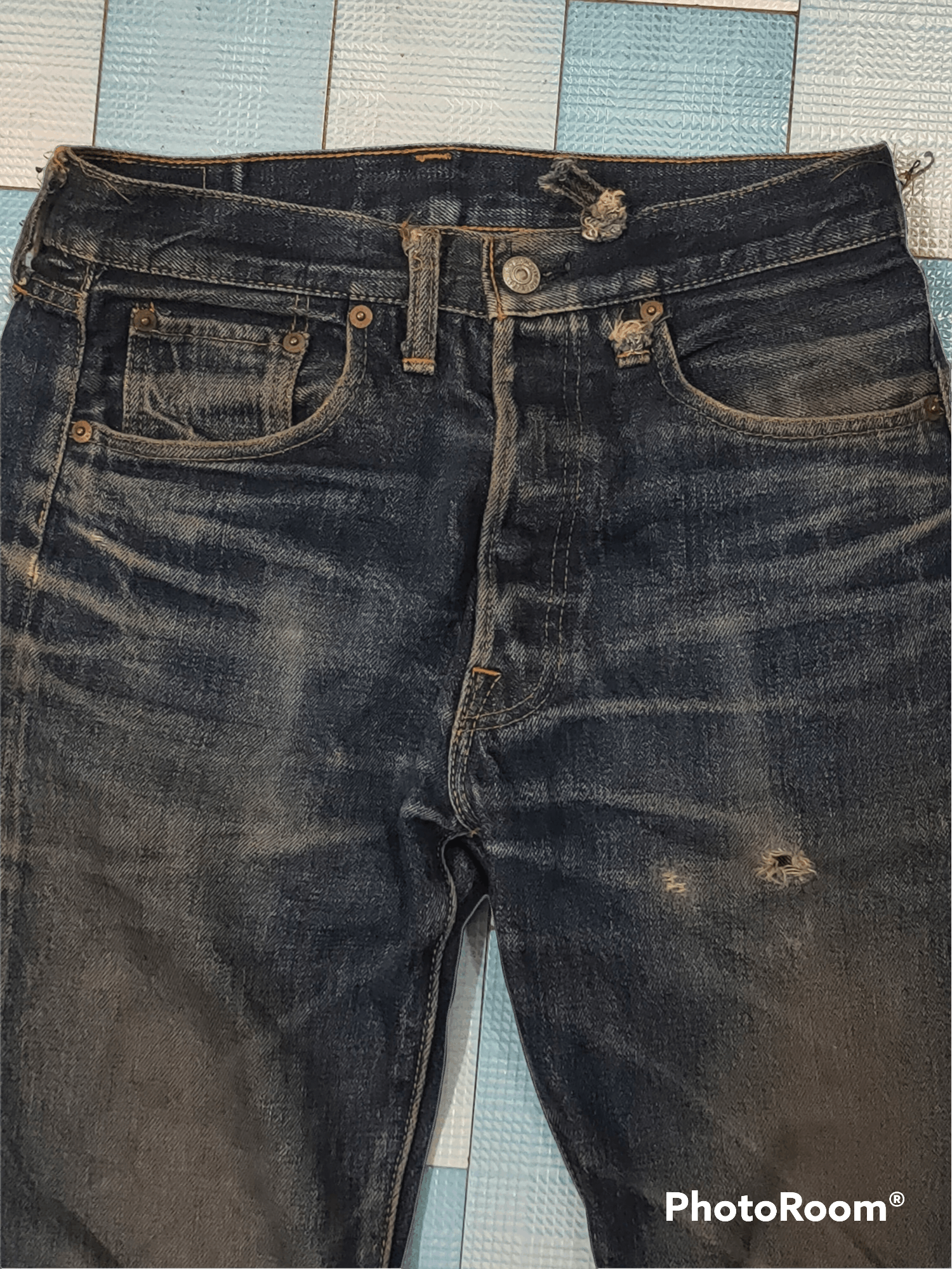 Denime Denime salverage vintage distressed denim button fly Size US 29 - 2 Thumbnail
