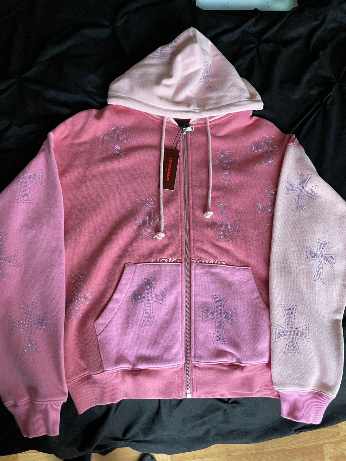 Unknown London Unknown London Pink Rhinestone Hoodie | Grailed