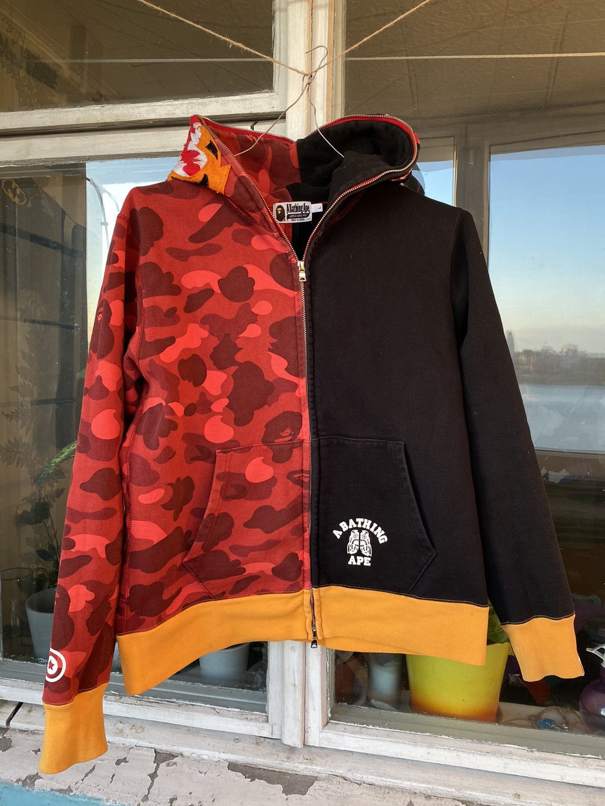 Bape half and half hoodie best sale