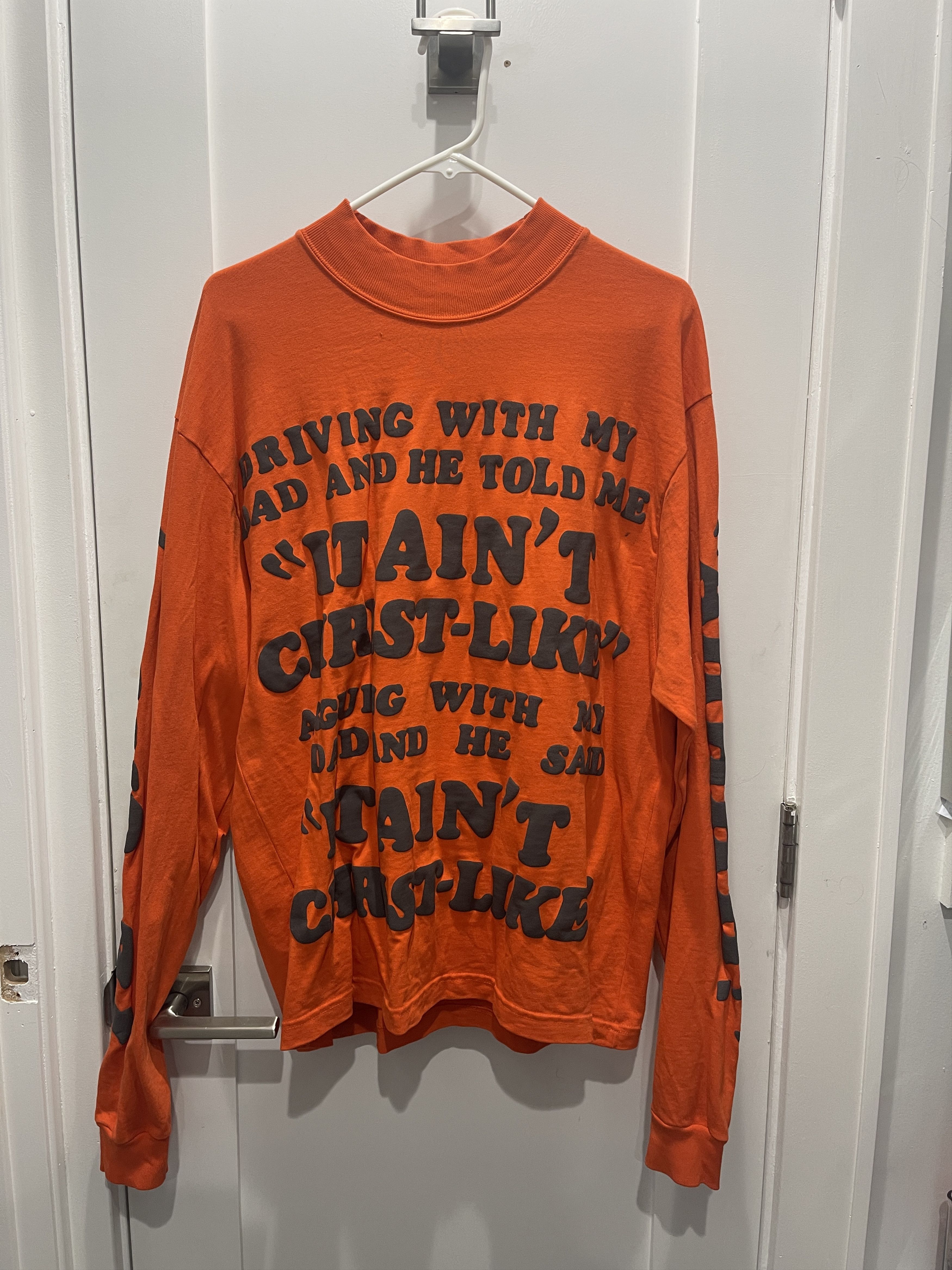 image of Cactus Plant Flea Market x Kanye West Jesus Is King Sunday Service Long Sleeve Mockneck in Orange (