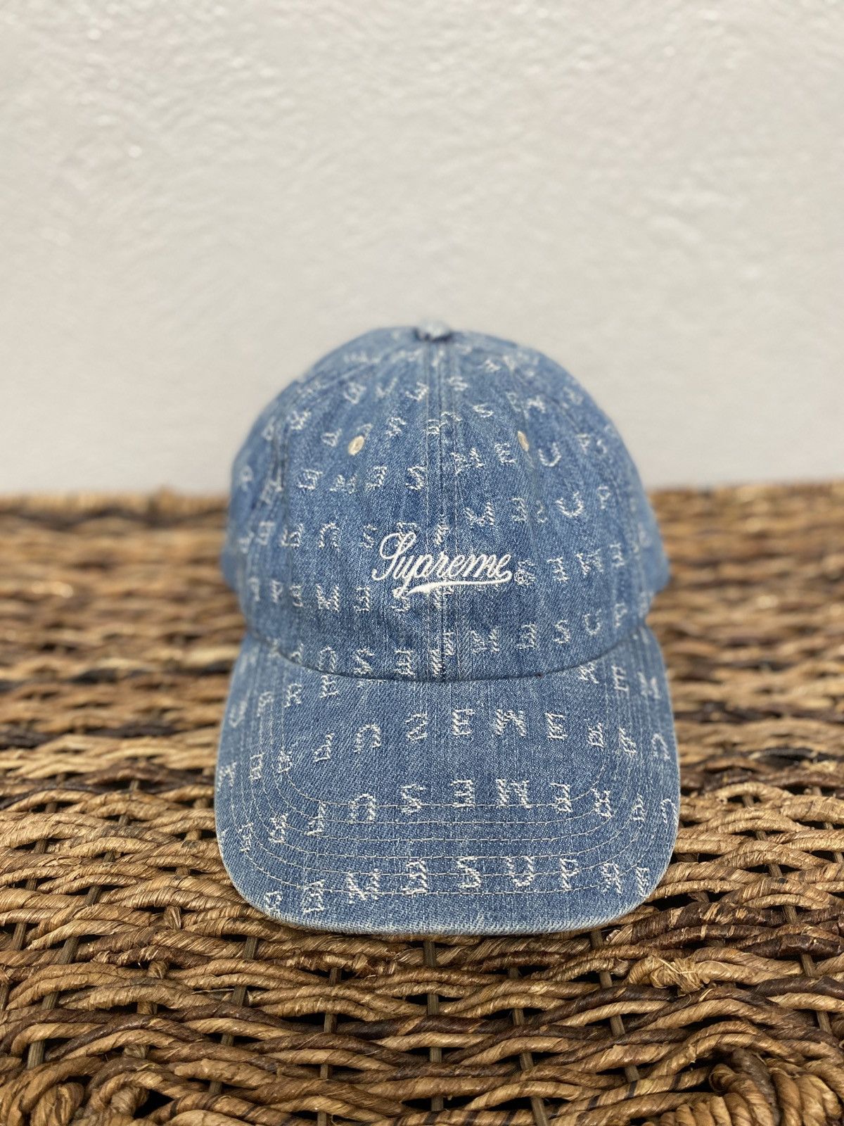 Supreme Supreme Jacquard Logos Denim 6 Panel Blue SS20 | Grailed