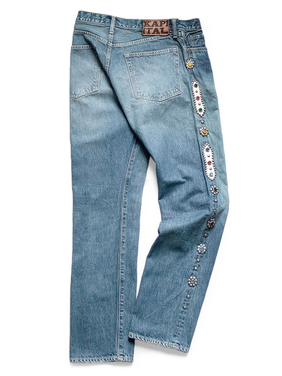 Kapital KAPITAL CISCO Studded Gemstone Denim Pants Indigo 38 | Grailed