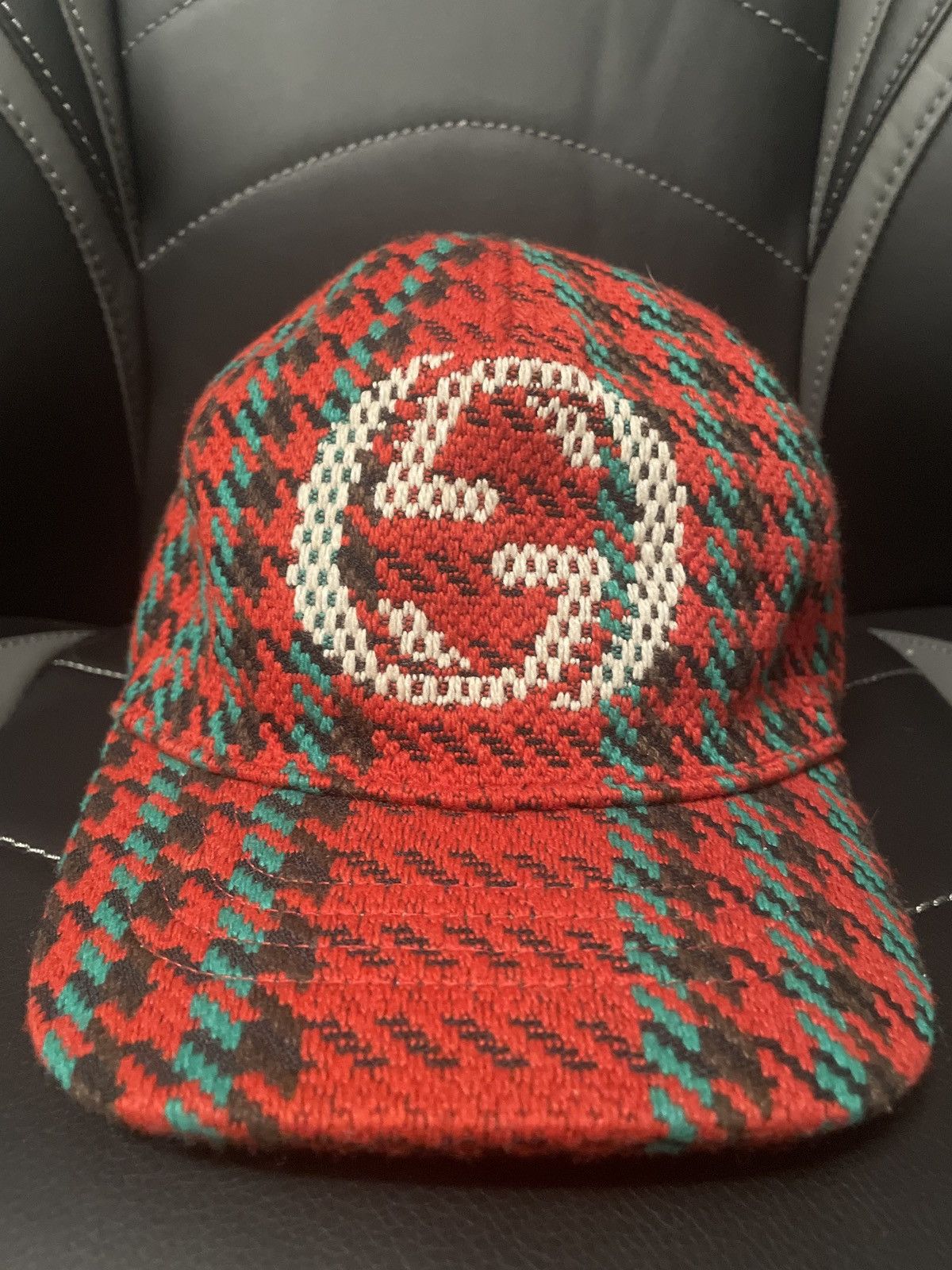 Gucci Gucci Hat (Houndstooth with Interlocking G in Red  display picture 1