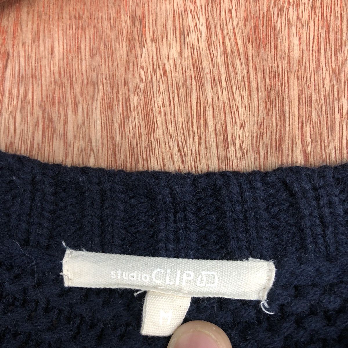 Japanese Brand DLL Studio Clip Dark Blue cable Knitwear #c607 Size US M / EU 48-50 / 2 - 9 Thumbnail