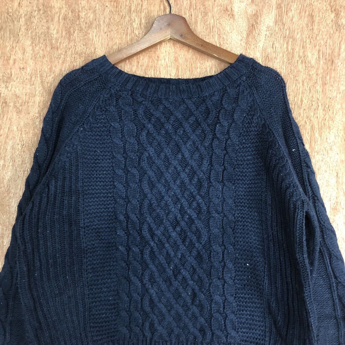 Japanese Brand DLL Studio Clip Dark Blue cable Knitwear #c607 Size US M / EU 48-50 / 2 - 8 Thumbnail