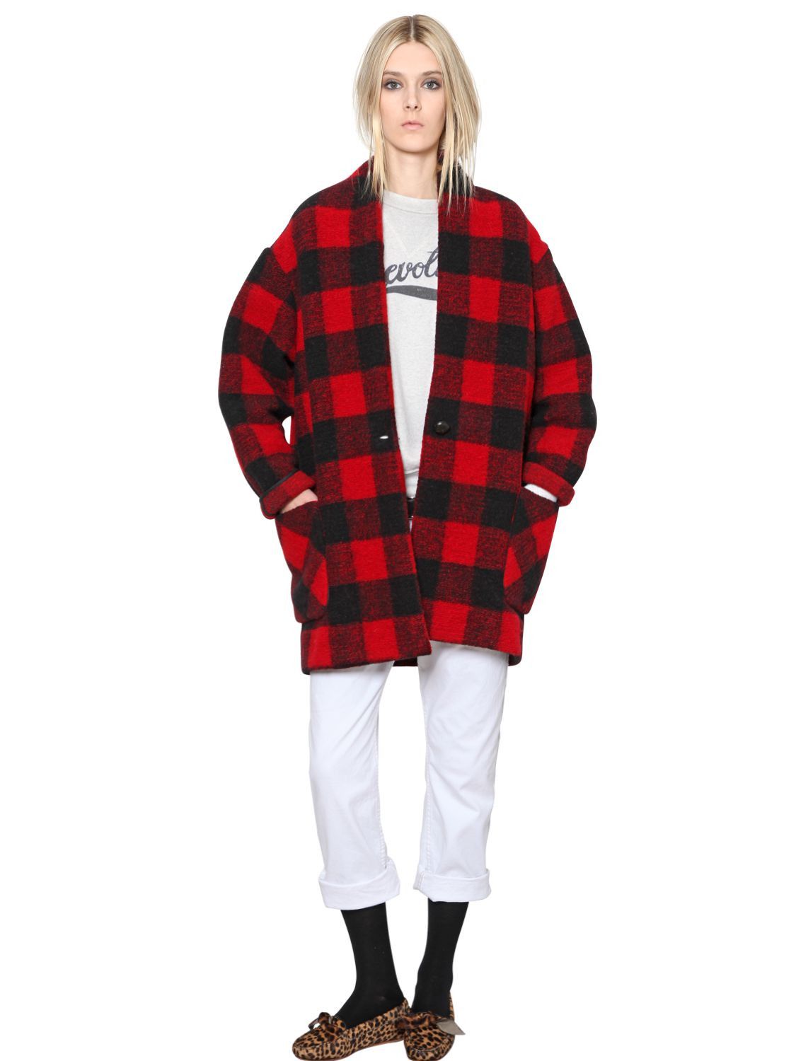 Isabel Isabel Marant Etoile Gabrie Plaid Wool Blend Coat Black | Grailed