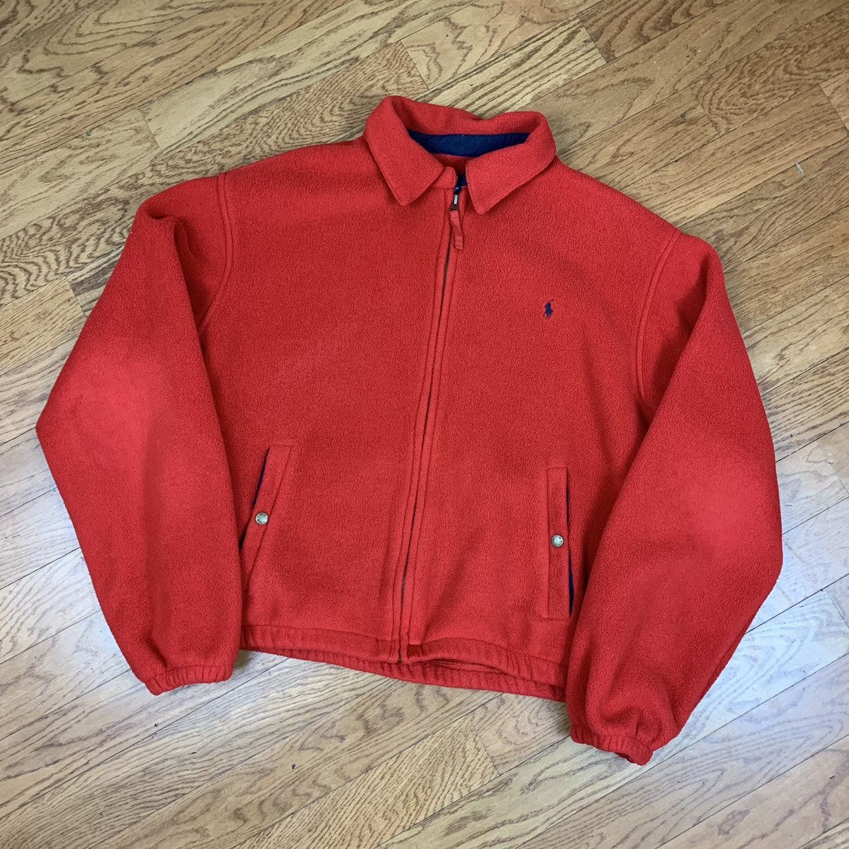 VTG Ralph Lauren cheapest Polo Fleece Bomber Jacket Mens USA 90s Coat Maroon Sz XXL Zip