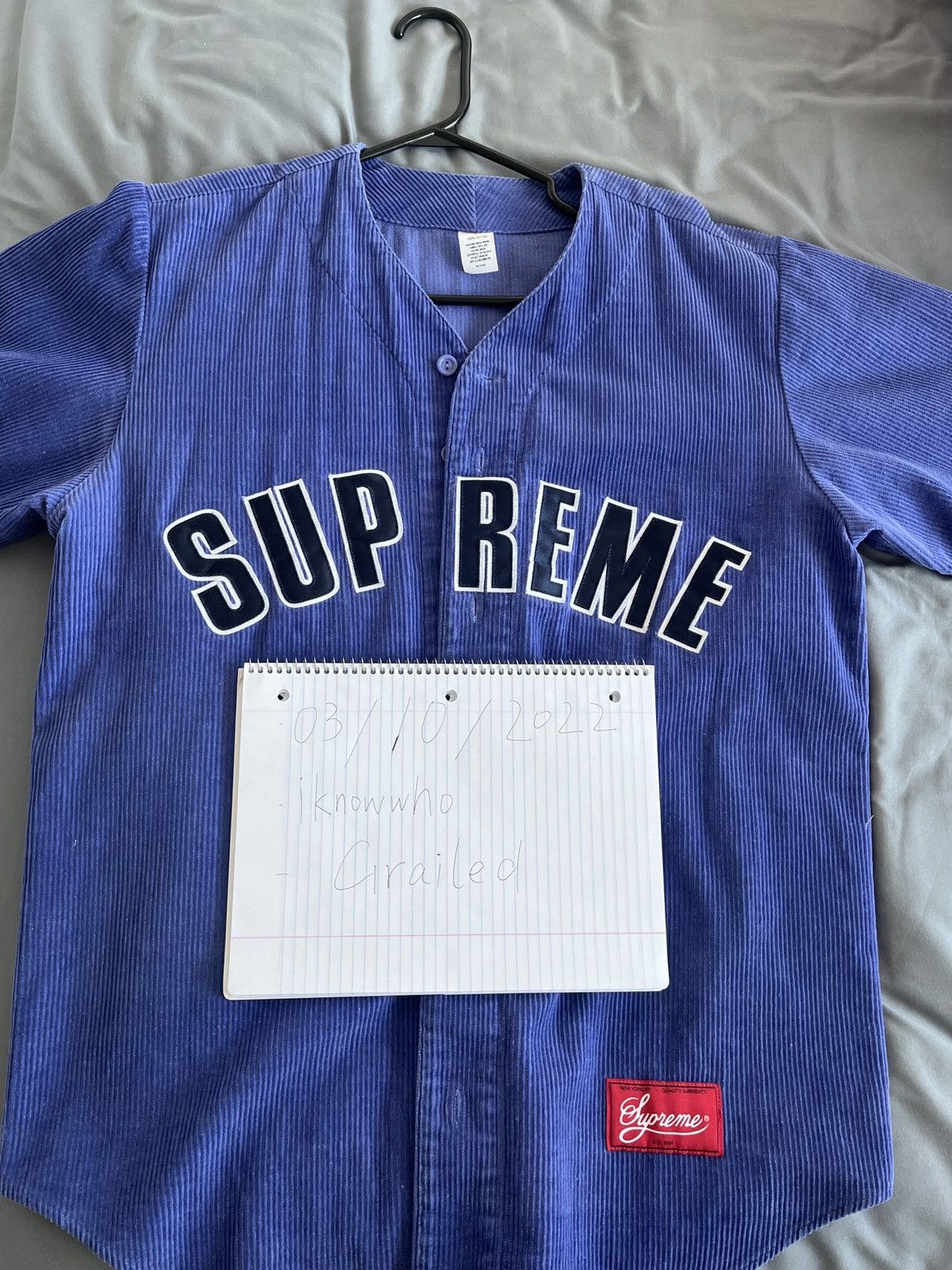 Supreme Supreme Corduroy Baseball Jersey | Grailed