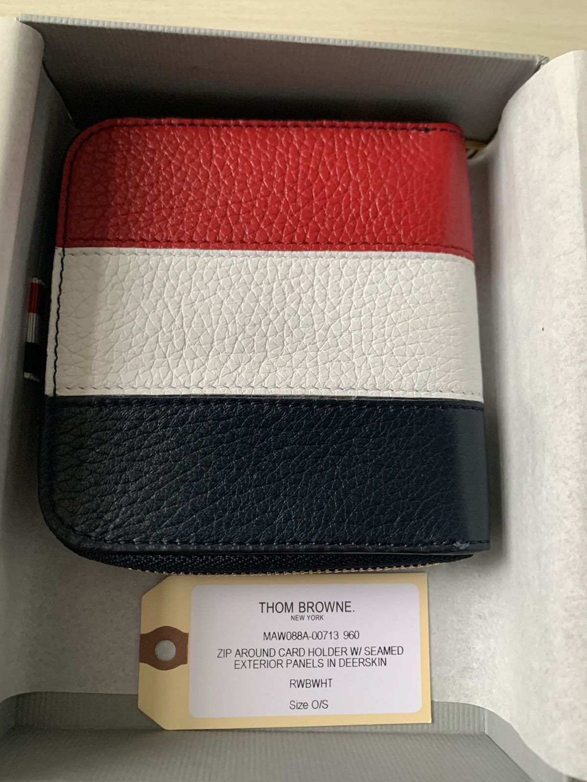 Thom Browne Zip Around RWB Card Holder Deerskin Size ONE SIZE - 5 Thumbnail