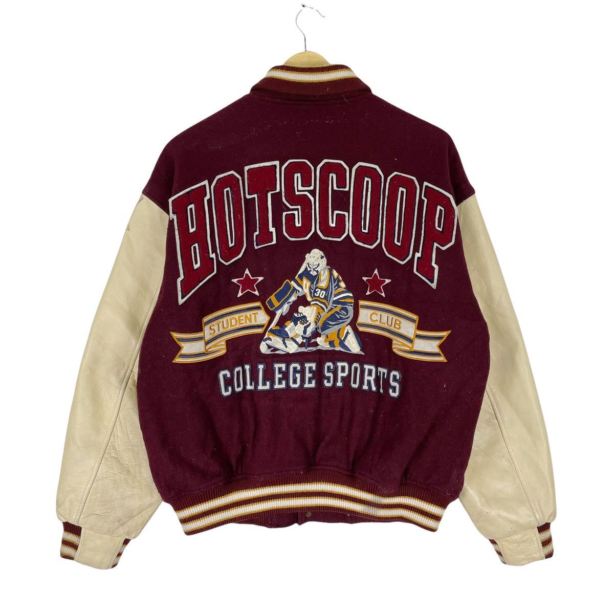 NHL 🔥HOT SCOOP COLLEGE HOCKEY VARSITY LEATHER JACKET Size US L / EU 52-54 / 3 - 1 Thumbnail