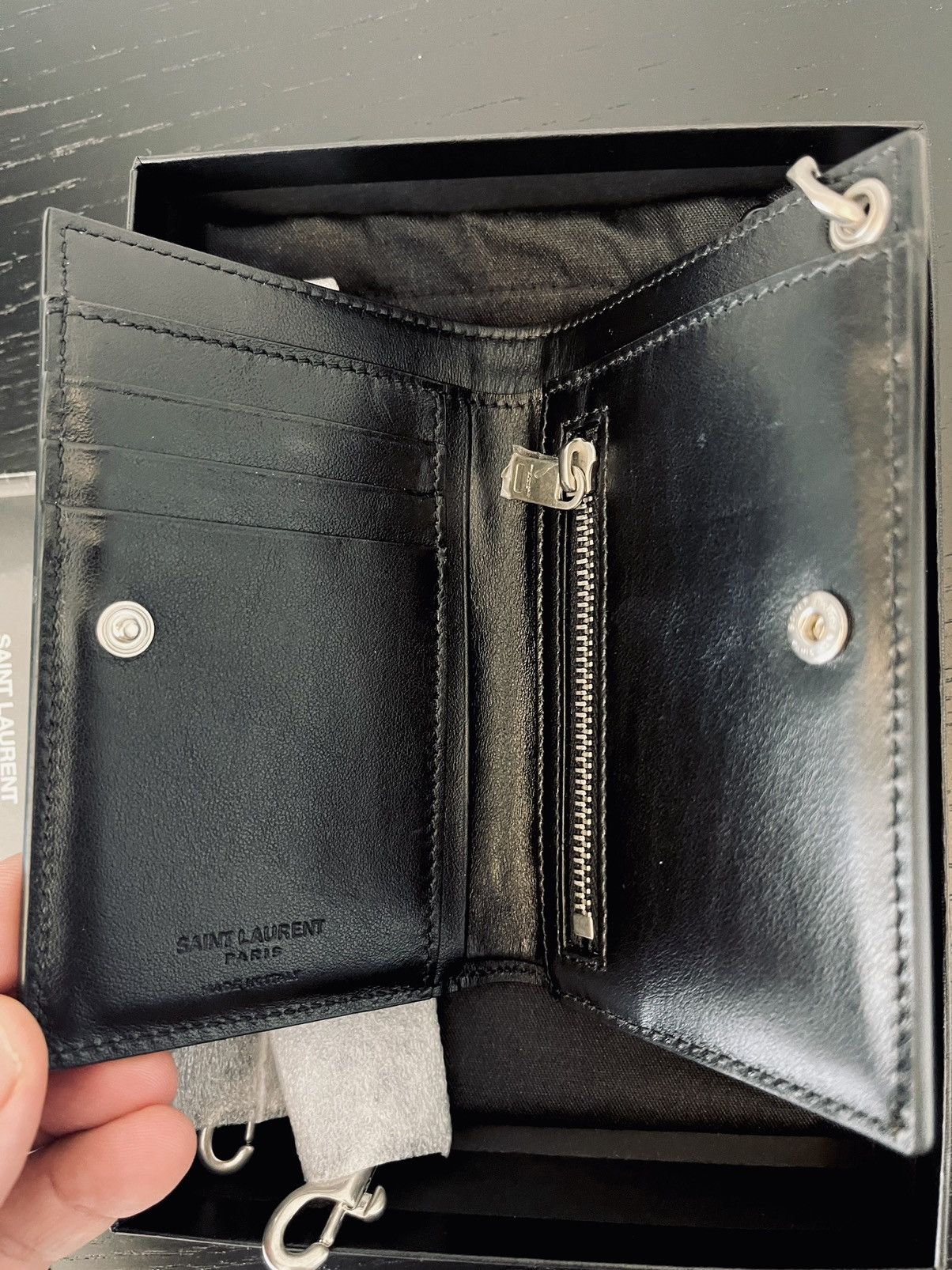 Saint Laurent studded wallet with chain