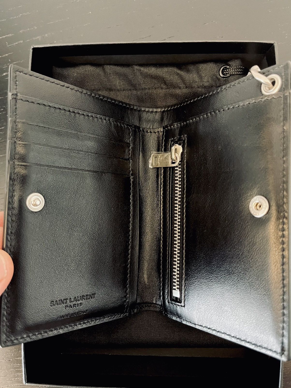 Saint Laurent studded wallet with chain