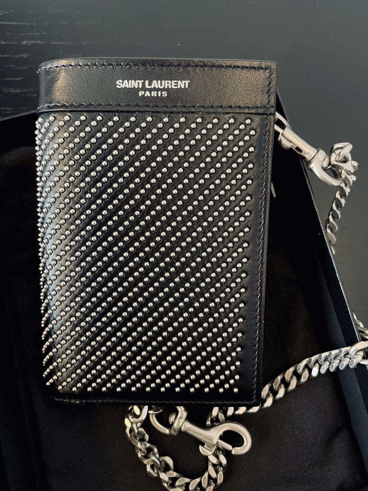 Saint Laurent studded wallet with chain
