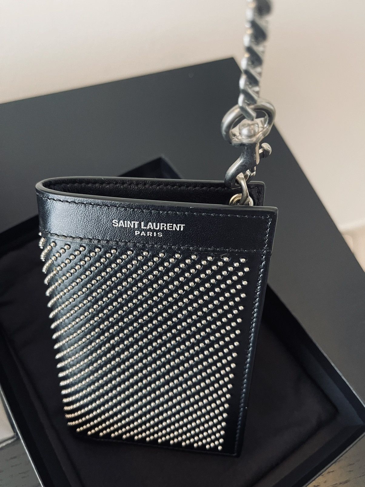 Saint Laurent studded wallet with chain