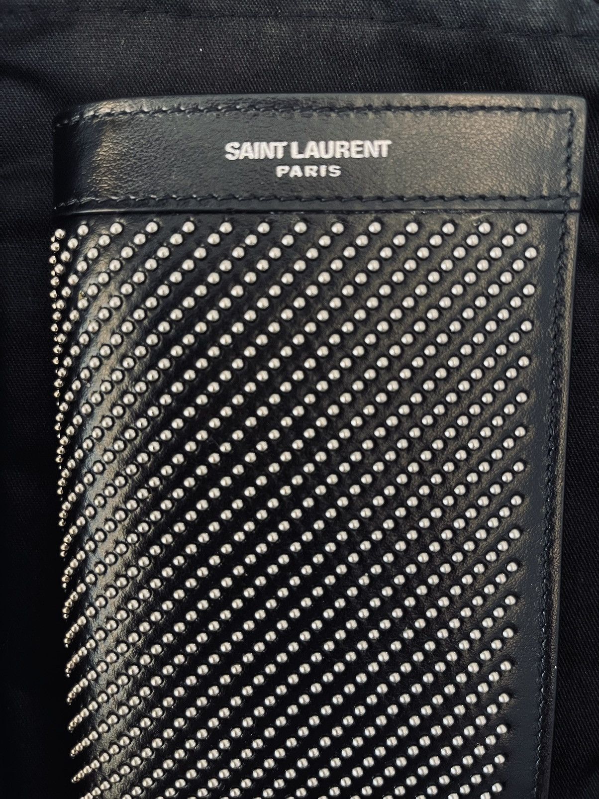 Saint Laurent studded wallet with chain