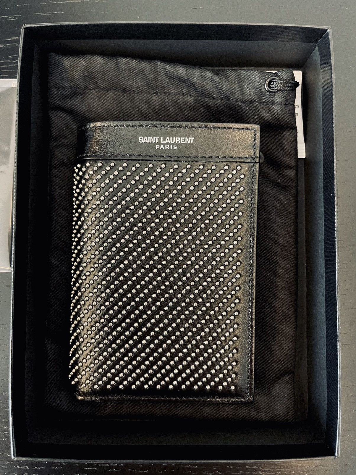Saint Laurent studded wallet with chain