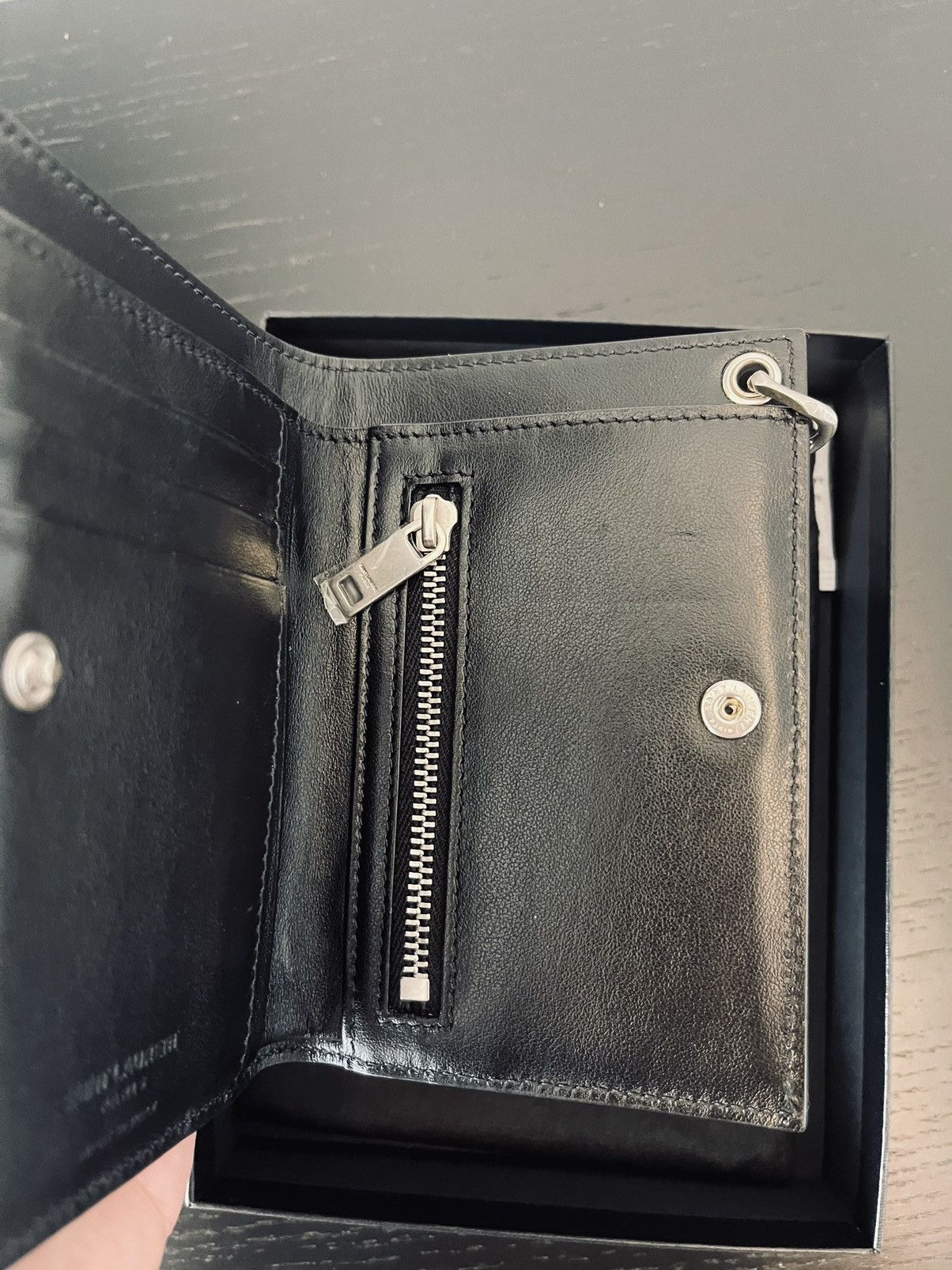 Saint Laurent studded wallet with chain