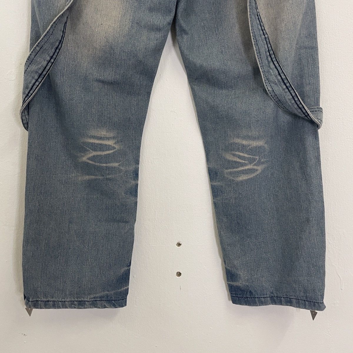 Japanese Brand Vintage Unbranded Suspender Distressed Denim Jumpsuit Jeans Size US 31 - 9 Thumbnail