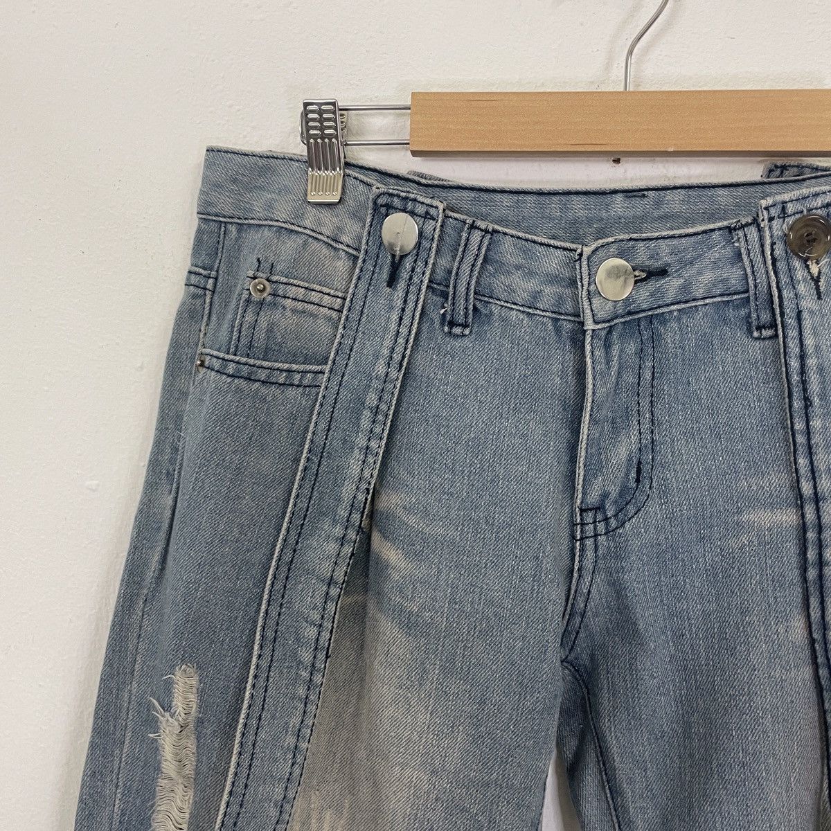 Japanese Brand Vintage Unbranded Suspender Distressed Denim Jumpsuit Jeans Size US 31 - 3 Thumbnail