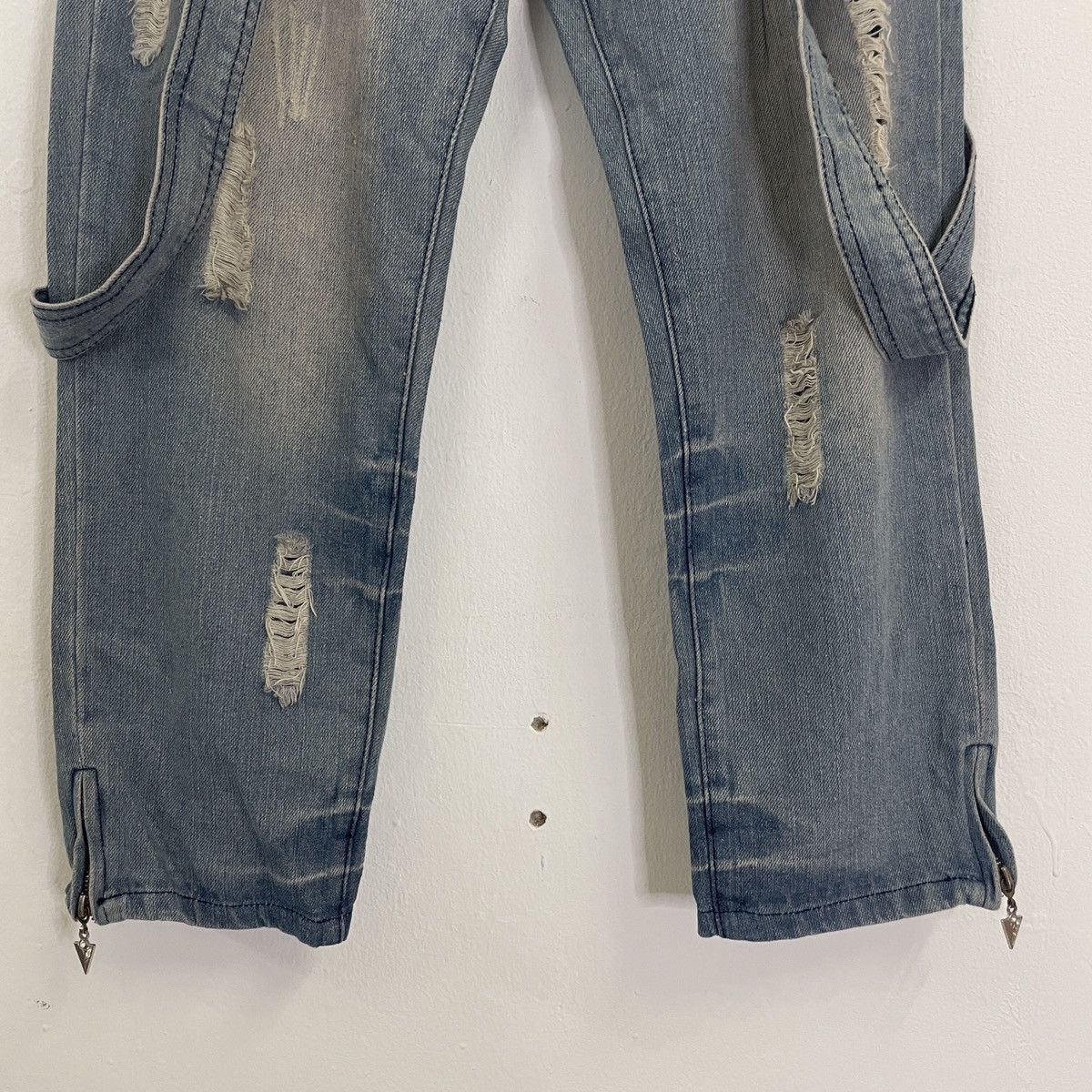 Japanese Brand Vintage Unbranded Suspender Distressed Denim Jumpsuit Jeans Size US 31 - 4 Thumbnail