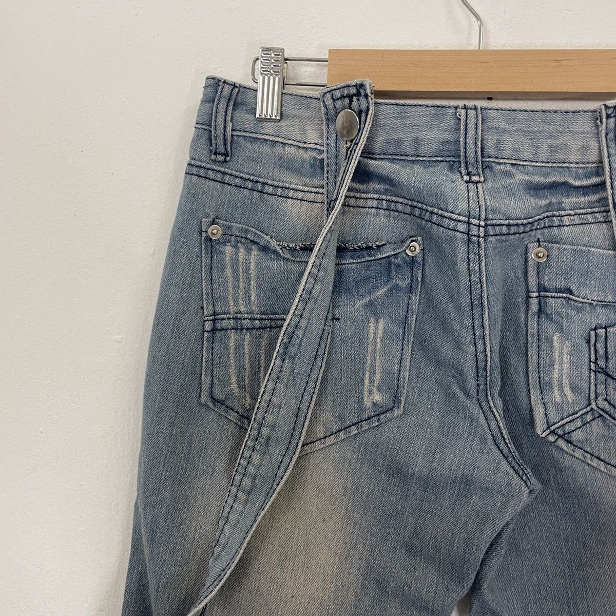 Japanese Brand Vintage Unbranded Suspender Distressed Denim Jumpsuit Jeans Size US 31 - 8 Thumbnail