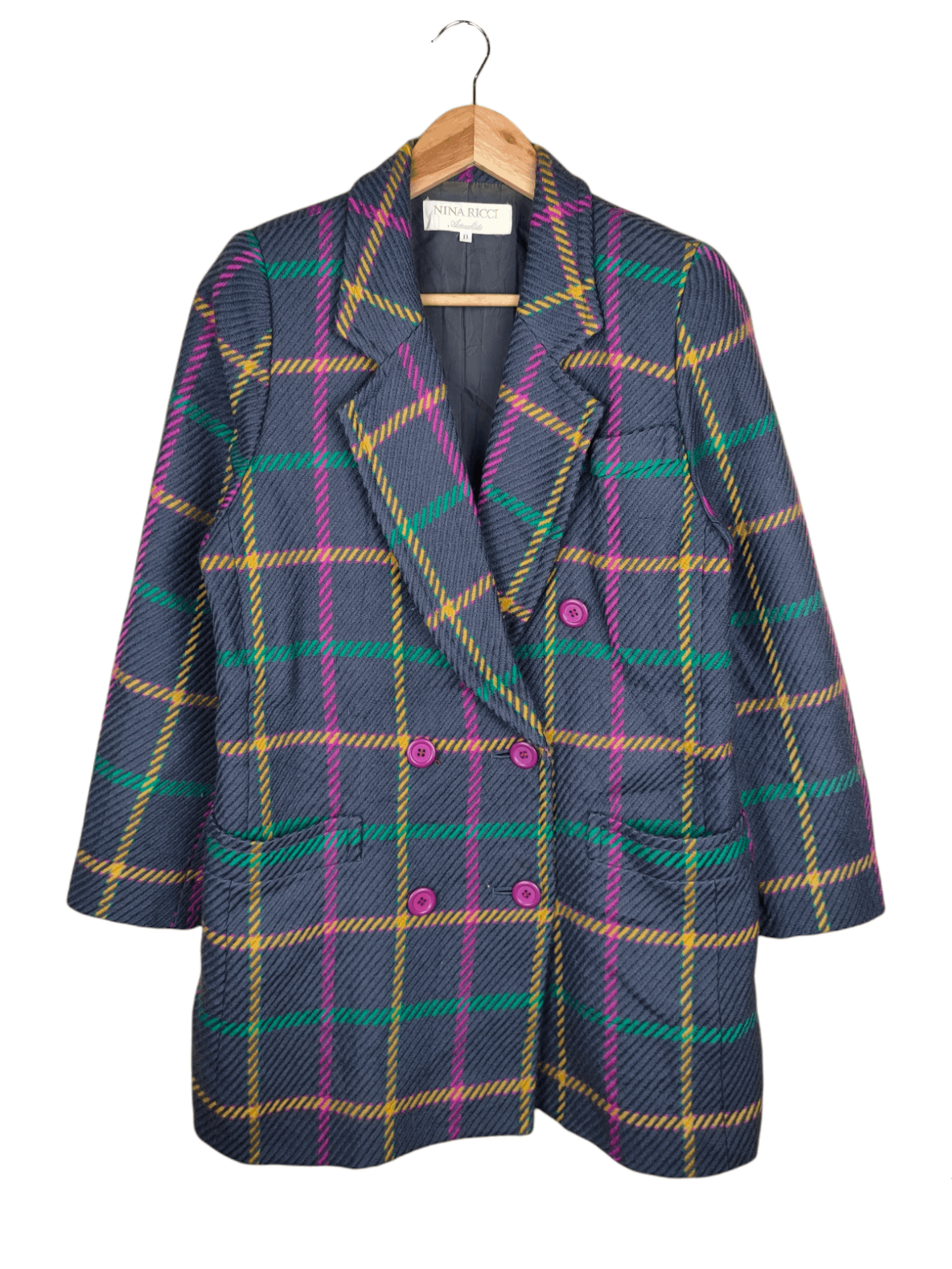 Nina Ricci Checkerboard Wool Blazer Coat