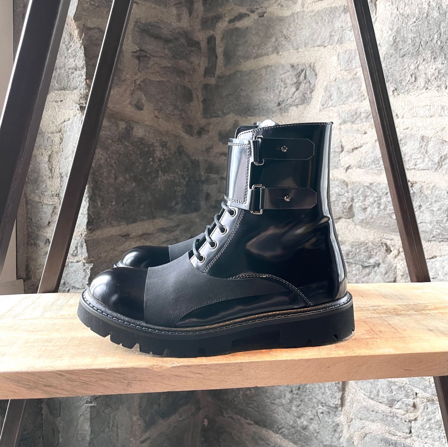 Emporio Armani Emporio Armani Black Patent Leather Combat Boots Size US 8 / EU 41 - 5 Thumbnail