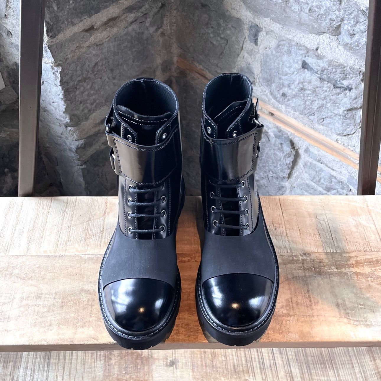Emporio Armani Emporio Armani Black Patent Leather Combat Boots Size US 8 / EU 41 - 2 Thumbnail