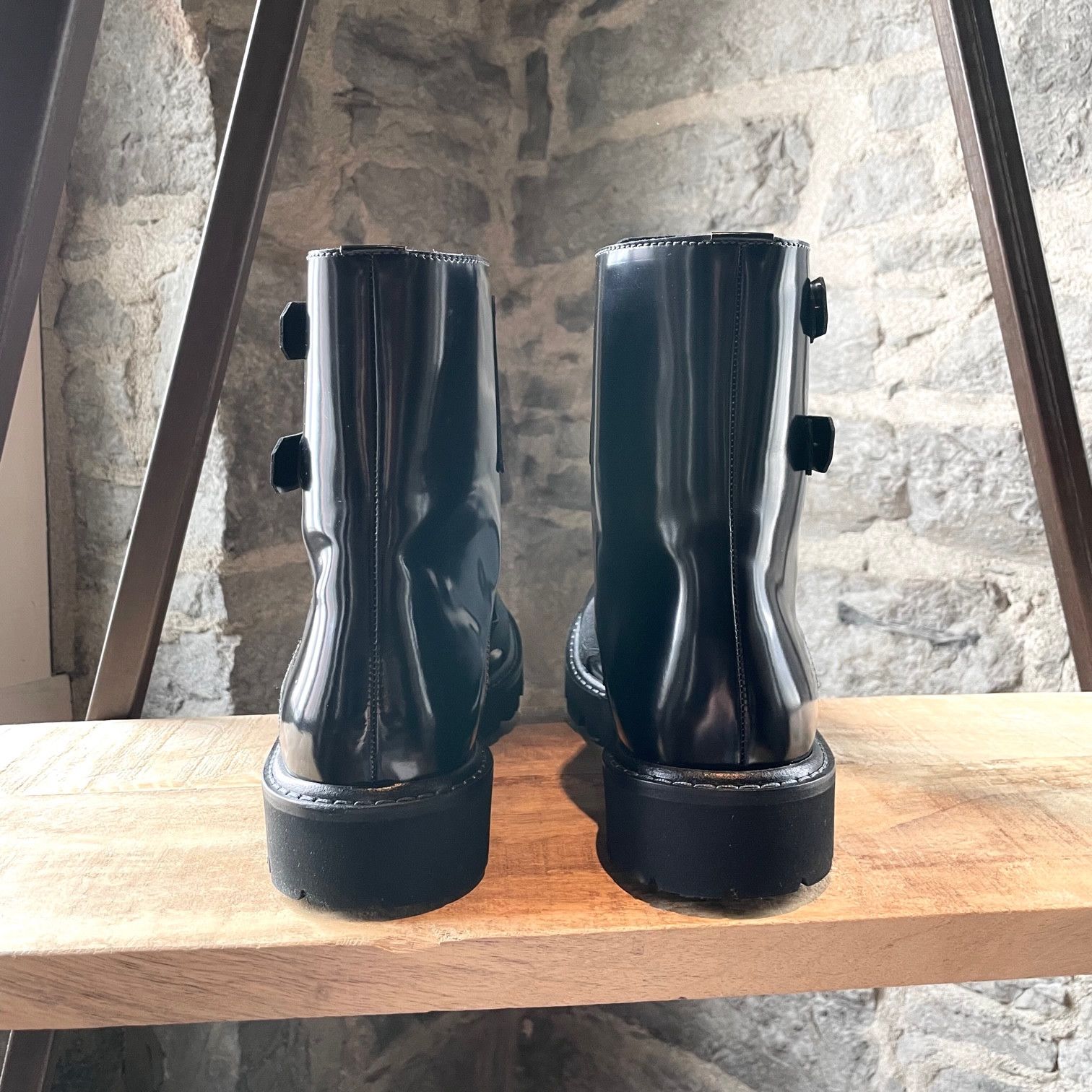 Emporio Armani Emporio Armani Black Patent Leather Combat Boots Size US 8 / EU 41 - 4 Thumbnail
