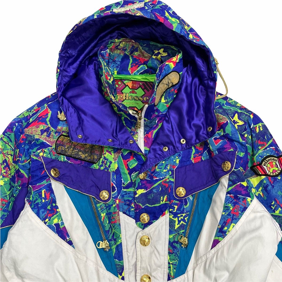 💥80s ELLESE TACTICAL MULTICOLOUR SKI JACKET