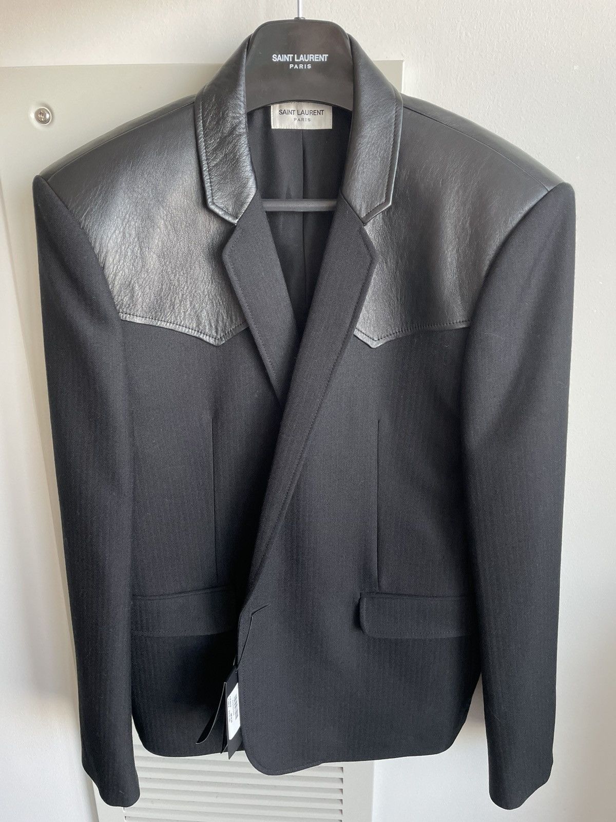 Hedi Slimane $4k+ Super Runway Travis Scott Leather Blazer Size US XL / EU 56 / 4 - 12 Thumbnail