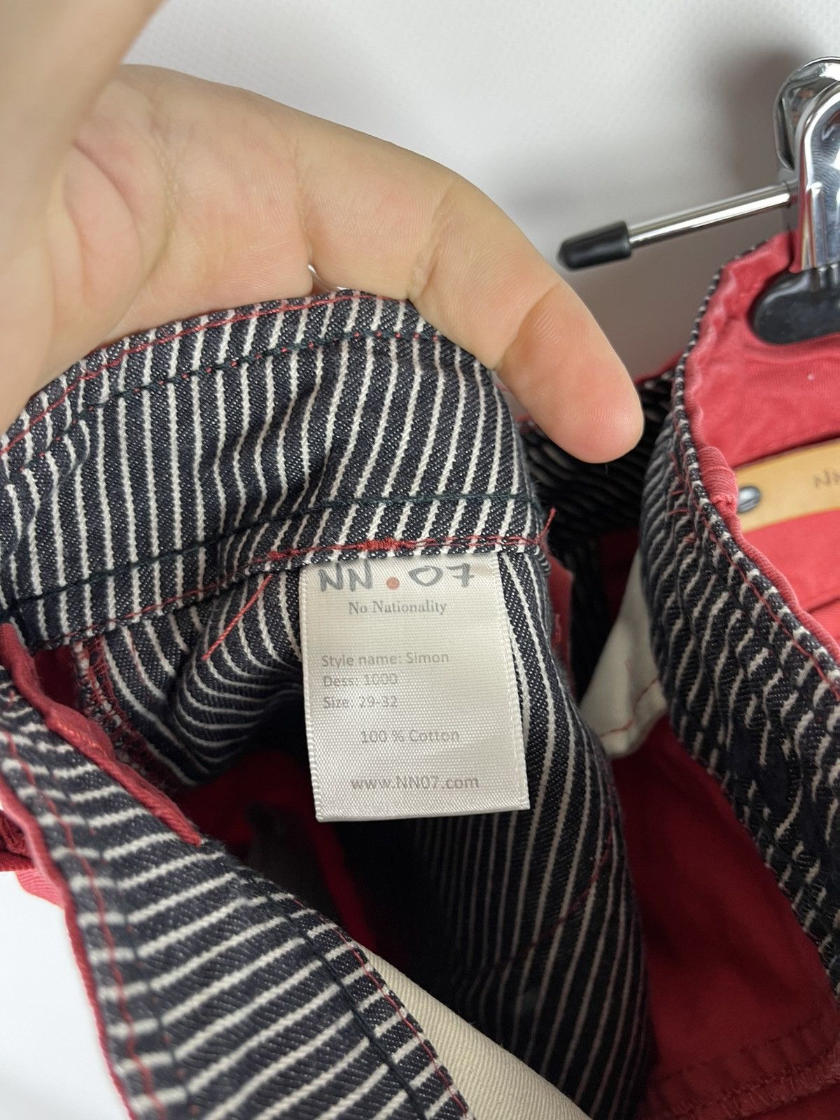 NN07 No Nationality NN07 red denim chino pants logo trousers Size US 29 - 11 Thumbnail