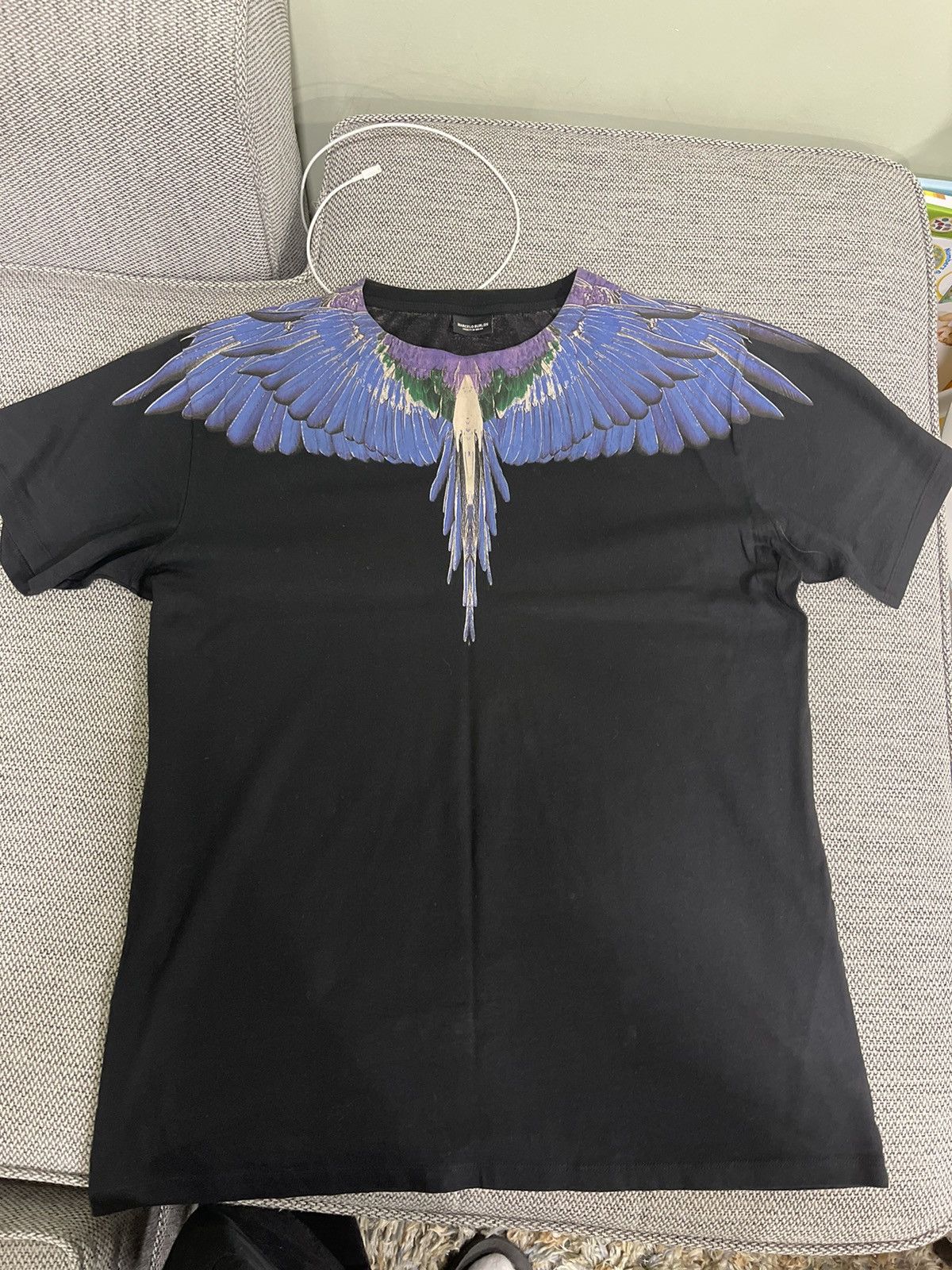 Marcelo Burlon Mens Marcelo burlon black and blue winged T shirt Size US L / EU 52-54 / 3 - 1 Thumbnail