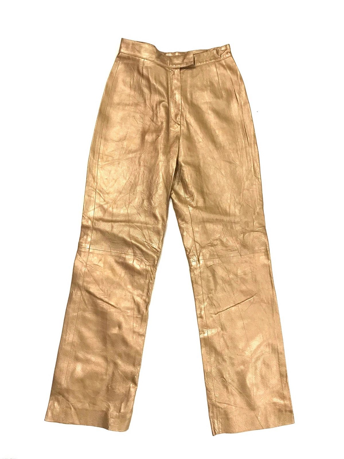 Genuine Leather × Kenzo Archive! Kenzo Homme Golden shiny leather pant Size US 26 / EU 42 - 1 Thumbnail