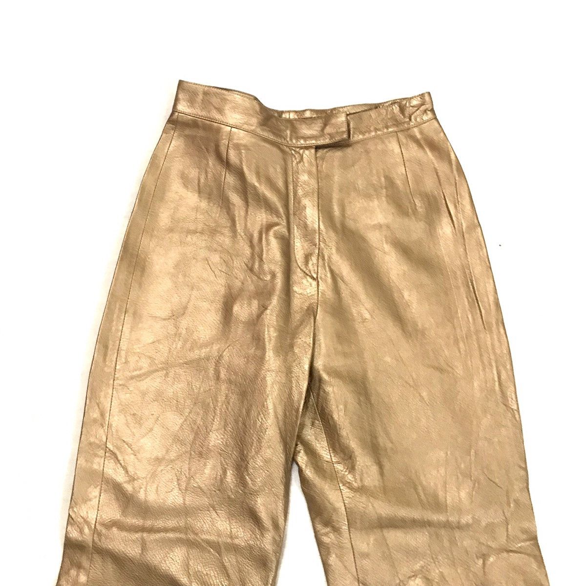 Genuine Leather × Kenzo Archive! Kenzo Homme Golden shiny leather pant Size US 26 / EU 42 - 3 Thumbnail