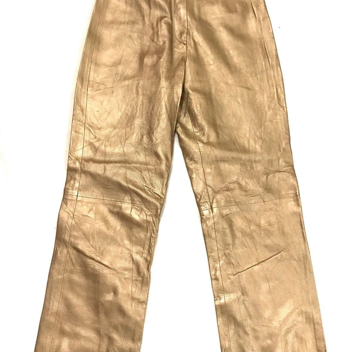 Genuine Leather × Kenzo Archive! Kenzo Homme Golden shiny leather pant Size US 26 / EU 42 - 4 Thumbnail
