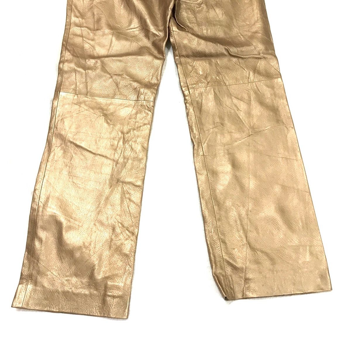 Genuine Leather × Kenzo Archive! Kenzo Homme Golden shiny leather pant Size US 26 / EU 42 - 8 Thumbnail