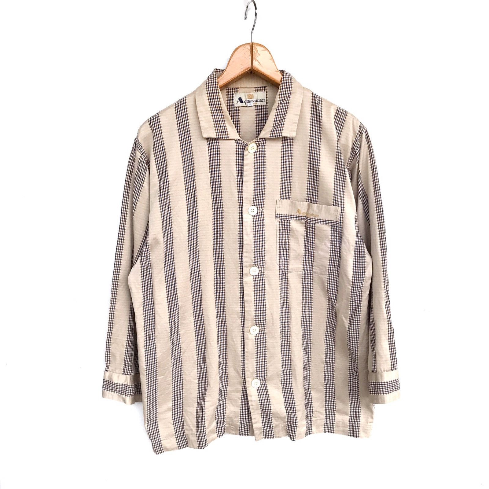 Aquascutum Vintage Aquascutum Lining Stripe Tartans Long Sleeve Shirt Size US M / EU 48-50 / 2 - 1 Thumbnail