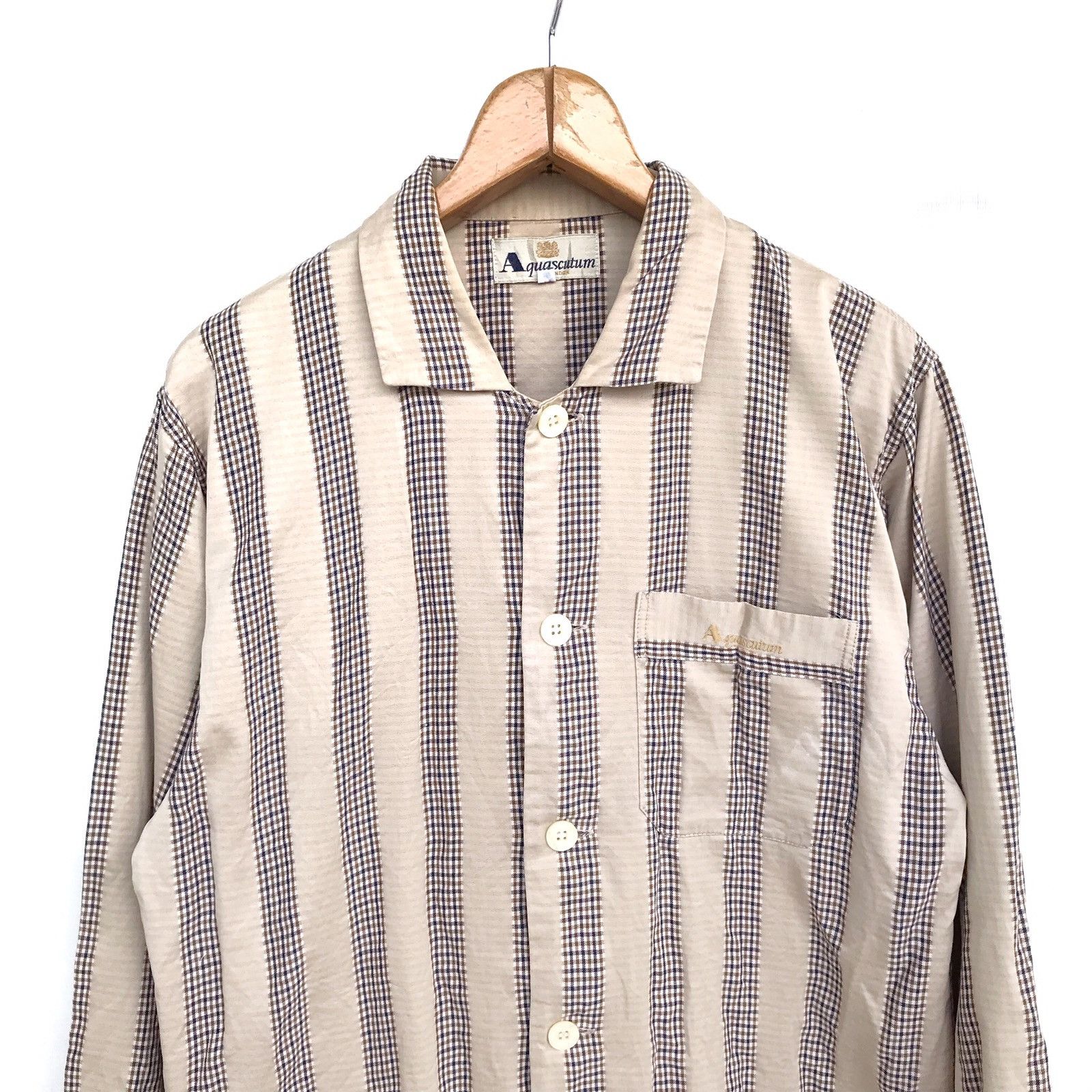 Aquascutum Vintage Aquascutum Lining Stripe Tartans Long Sleeve Shirt Size US M / EU 48-50 / 2 - 3 Thumbnail