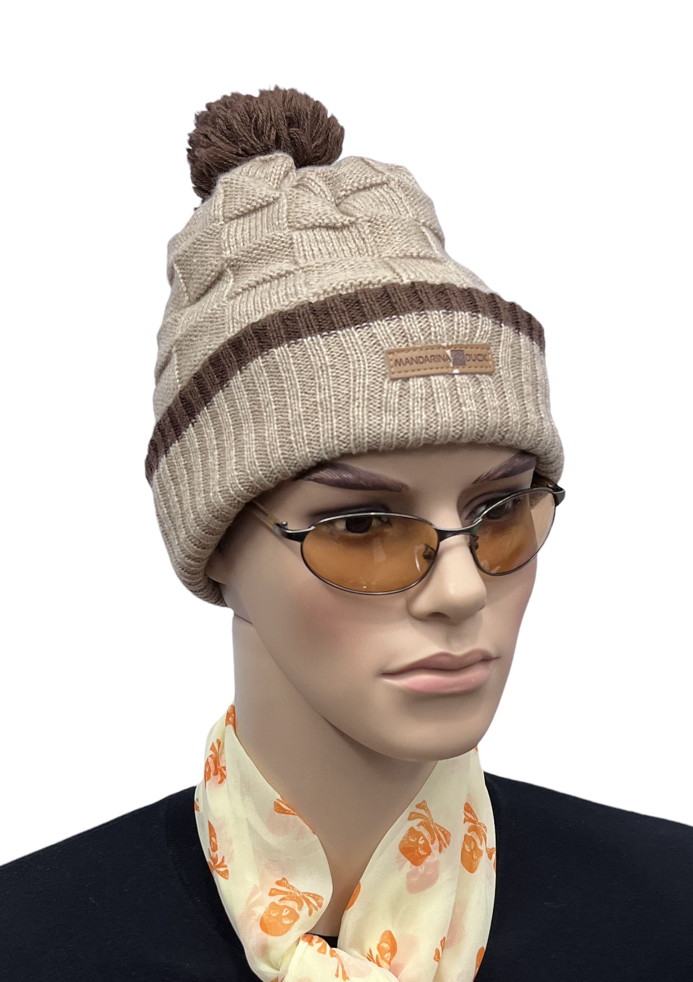 Mandarina Duck RARE🦆MANDARINA DUCK Basketweave Knitted Acrylic Wool Beanie Size ONE SIZE - 2 Thumbnail