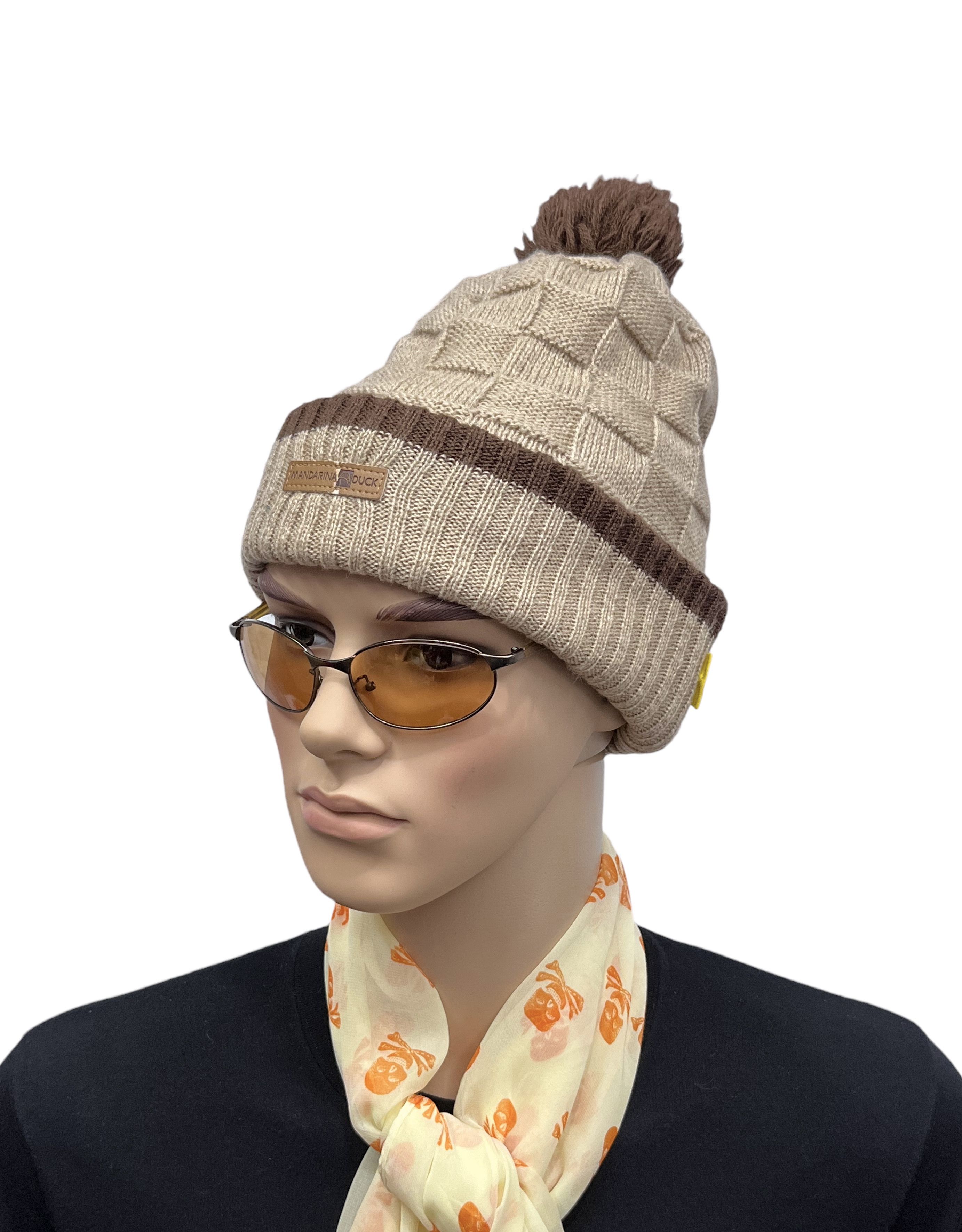 Mandarina Duck RARE🦆MANDARINA DUCK Basketweave Knitted Acrylic Wool Beanie Size ONE SIZE - 1 Thumbnail