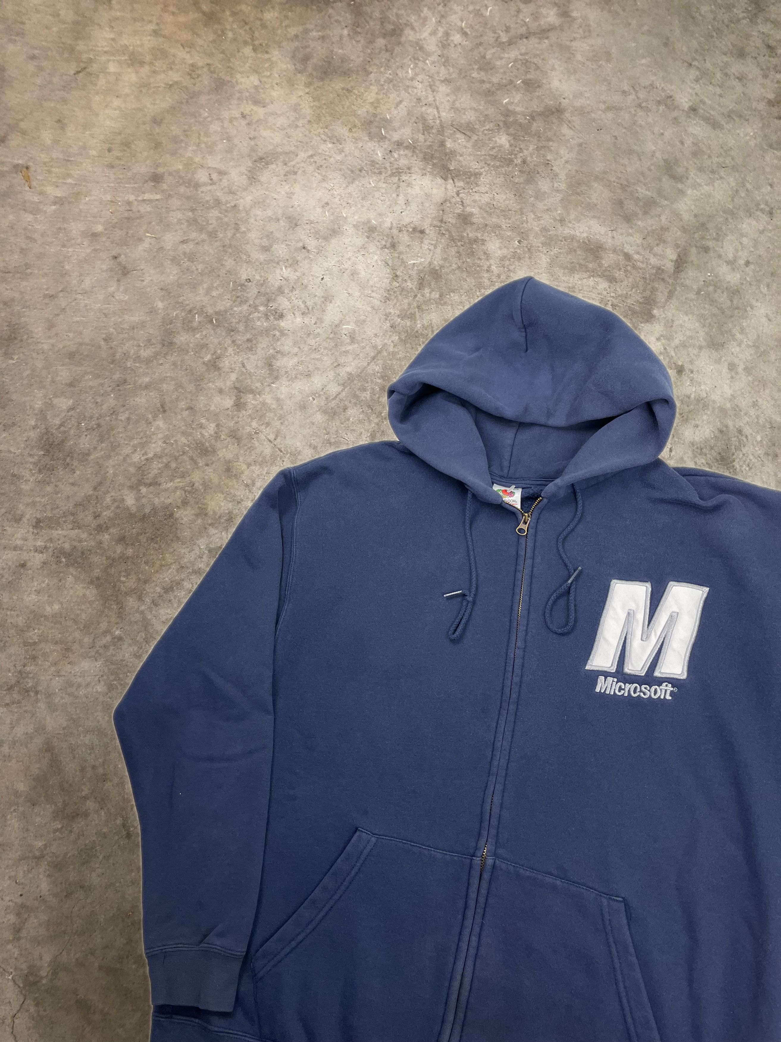 Vintage 2000s Microsoft Hoodie Sweatshirt Navy Embroidered